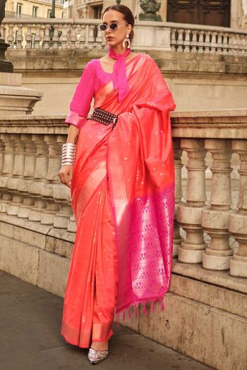 Soft Silk Handloom Sarees With Woven Work SR01353194