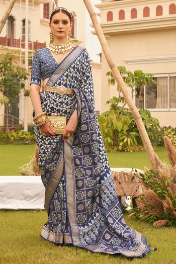 Superior Silk Sarees With Woven With Print Aqua Finish Work SR01353188