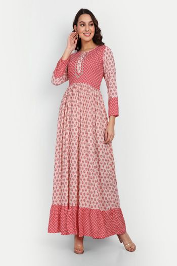 Viscose Kurti with Digital Printed, Embroidery work KR054113527