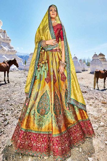 Viscose Silk Lehenga Choli With Heavy Thread Embroidery, Zari With Sequins & Moti Work LD01353125