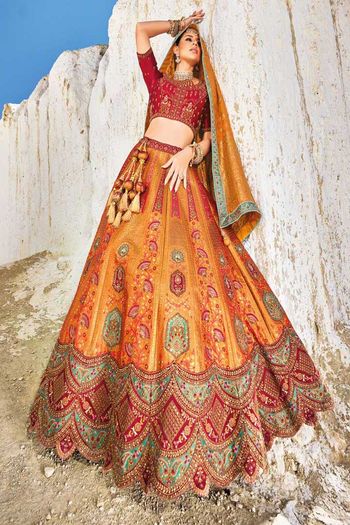 Viscose Silk Lehenga Choli With Heavy Thread Embroidery, Zari With Sequins & Moti Work LD01353127