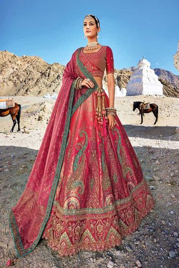 Viscose Silk Lehenga Choli With Heavy Thread Embroidery, Zari With Sequins & Moti Work LD01353124