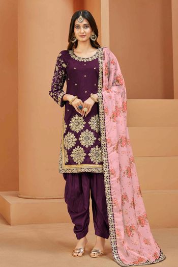 Art Silk Embroidery Salwar Kameez SM054111575