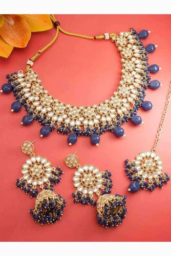 Blue Kundan Necklace Set NS054113003