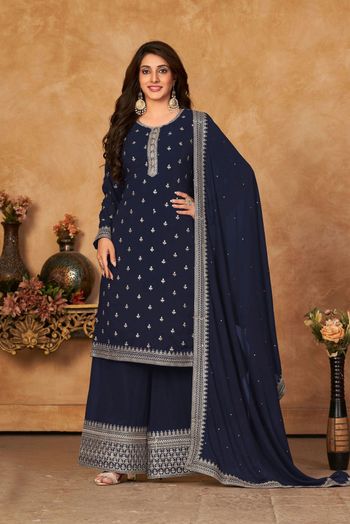 Faux Georgette Embroidery Salwar Kameez SM054112408