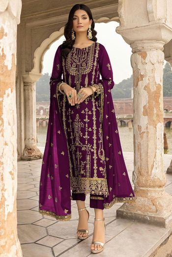 Faux Georgette Embroidery Salwar Kameez SM054112438