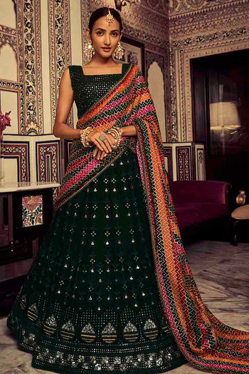 Embroidery Zari And Zarkan With Sequence And Multithread Touchup Semi  Stitched Lehenga Choli LD02290771