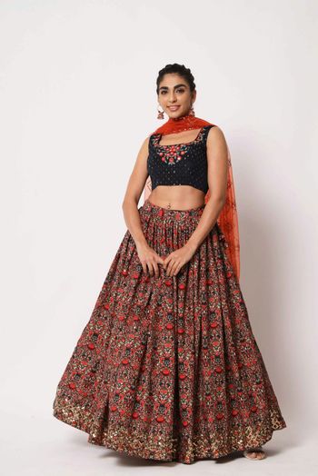 Georgette Embroidery Lehenga Choli In Navy Blue Colour LD054112244 A