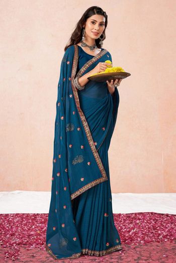 Georgette Embroidery Sarees SR054111481