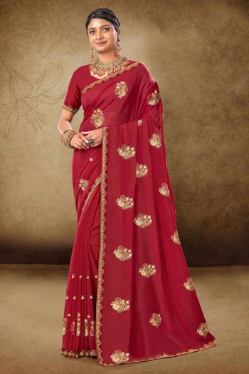 Georgette Embroidery Sarees SR054111490