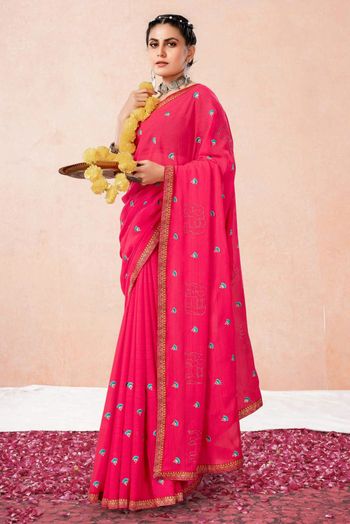 Georgette Embroidery Sarees SR054111486