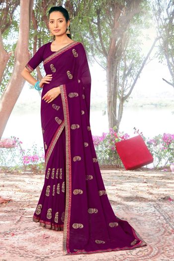 Georgette Embroidery Sarees SR054111500