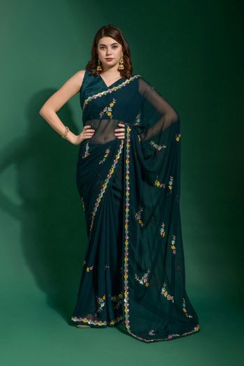 Georgette Embroidery Sarees SR054112312