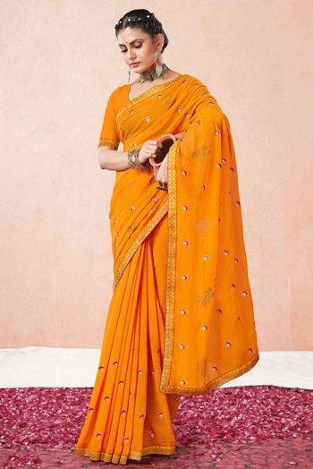 Georgette Embroidery Sarees SR054111485