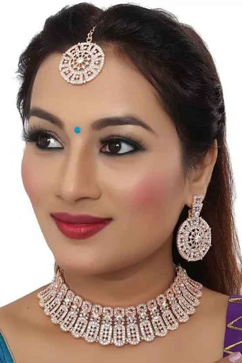 Indian Festive Pink Colour Necklace Set NS05646785