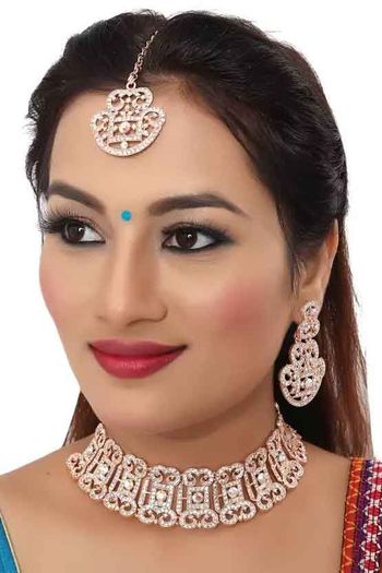 Indian Festive Pink Colour Necklace Set NS05646787