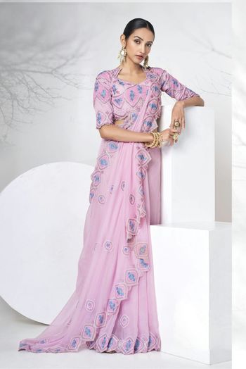 Organza Embroidery Sarees SR054112316