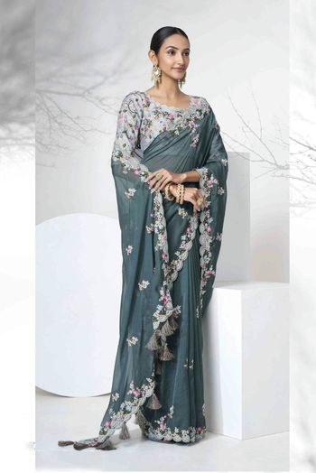 Organza Embroidery Sarees SR054112315