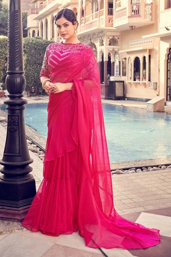 Organza Embroidery Sarees SR054111496