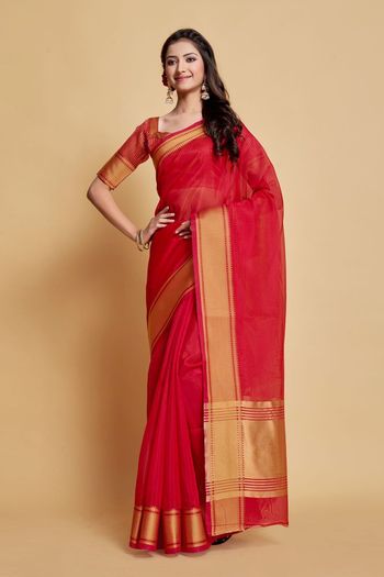 Organza Zari Work Sarees SR054112304