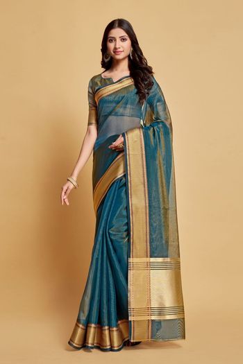 Organza Zari Work Sarees SR054112306