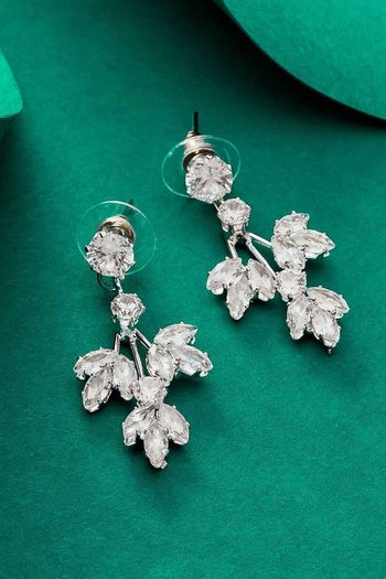 Oxidized Silver American Diamond Earrings ER054113015