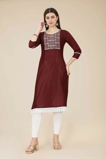 Soft Silk Embroidery Kurti KR054111773