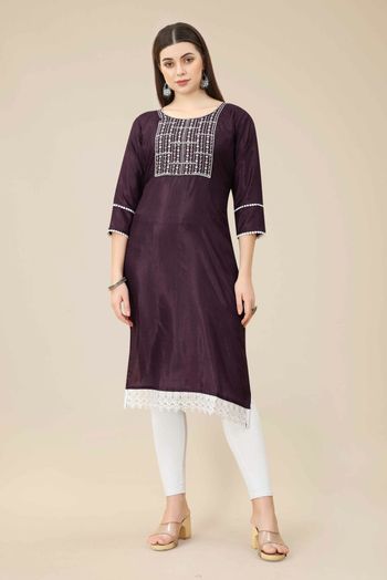 Rayon Embroidery Kurti In Pista Green Colour - KR5415755