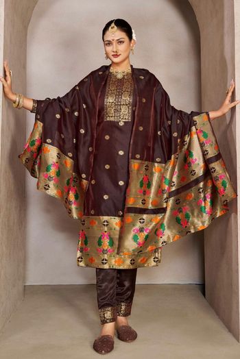 Taffeta Silk Woven Salwar Kameez SM054111472