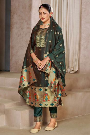 Taffeta Silk Woven Salwar Kameez SM054111475