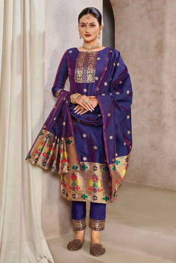 Taffeta Silk Woven Salwar Kameez SM054111468