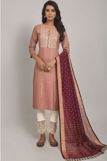 Chinon Chiffon Embroidery Lehenga Suit In Baby Pink Colour - SM3210952