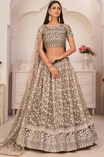 Silk Embroidery Lehenga Choli In Navy Blue Colour - LD5730017