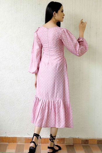 Polka Dot Pink Crape Gown GW1786003