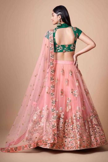 Thread Zari Mirror Embroidery Lehenga Choli - LD3820700