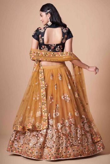 Thread Zari Mirror Embroidery Lehenga Choli - LD3820703