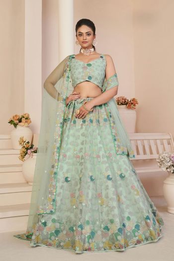 Net Lehenga Choli With Sequence Work In Sky Blue Colour LD05648743 A