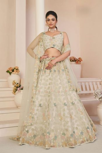 Net Lehenga Choli With Sequence Work In White Colour LD05648742 A