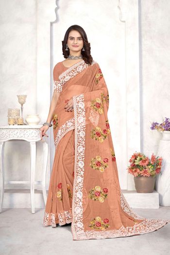 Organza  Sarees With Embroidery SR01541156