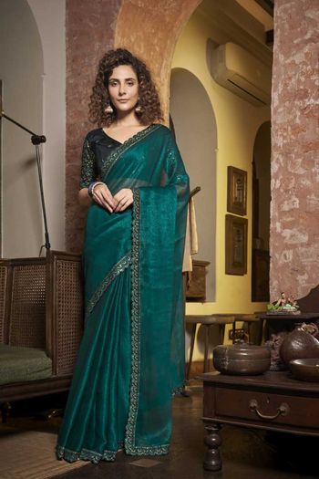 Green Handloom Raw Silk Saree With Rich weving Pallu And Running Blouse  Piece