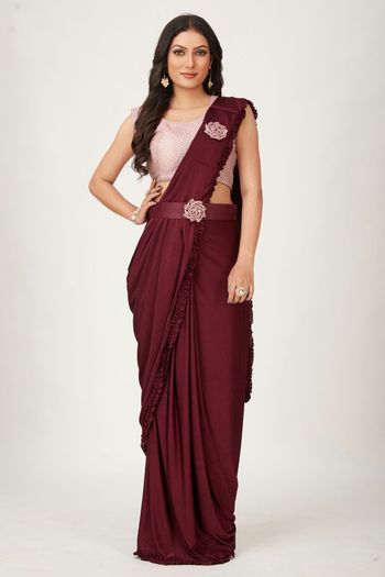 Maroon Golden Weave Silk Saree With Embroidery Border | Party wear sarees, Saree  designs, Fancy blouses