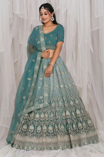 Embroidery With Diamond Work Semi Stitched Lehenga Choli LD02290347 In Blue Colour LD02290347 A