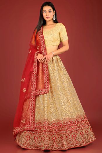 Embroidery Zari With Zarkan Semi Stitched Lehenga Choli In Multicolour Colour LD02290733 A