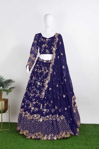 Georgette Lehenga Choli With Sequins Work LD04010178