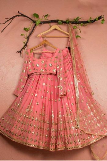 Georgette Lehenga Choli With Sequins Work LD04010185