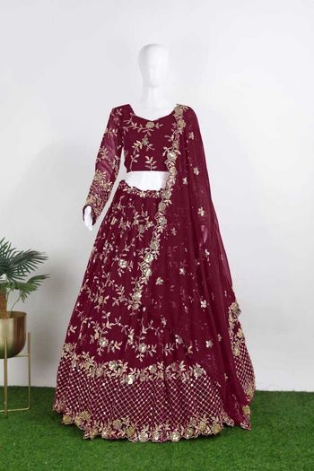 Georgette Lehenga Choli With Sequins Work LD04010180