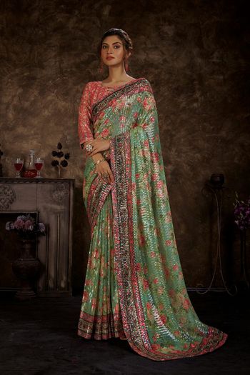 Wine Silk Designer Party wear Foil Printed Saree with Border - Wholesale  Saree Catalogues Online - Karishma Prints