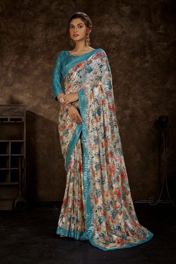 Indian Bollywood Designer 1 Min Ready To Wear Georgette Saree Zari Sequence  Sari | eBay