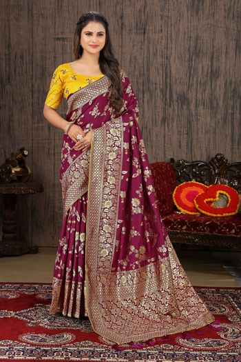 Magenta Plain Silk Saree – Leemboodi