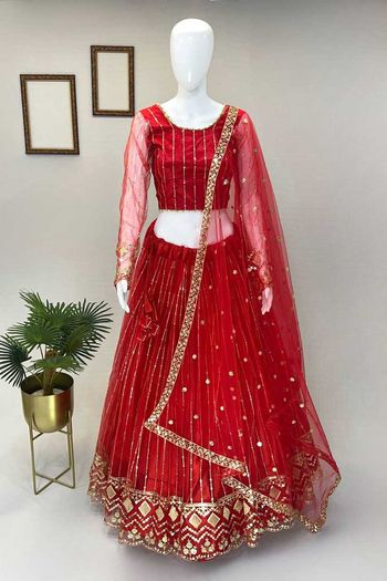 Net Lehenga Choli With Sequins Work LD04010167